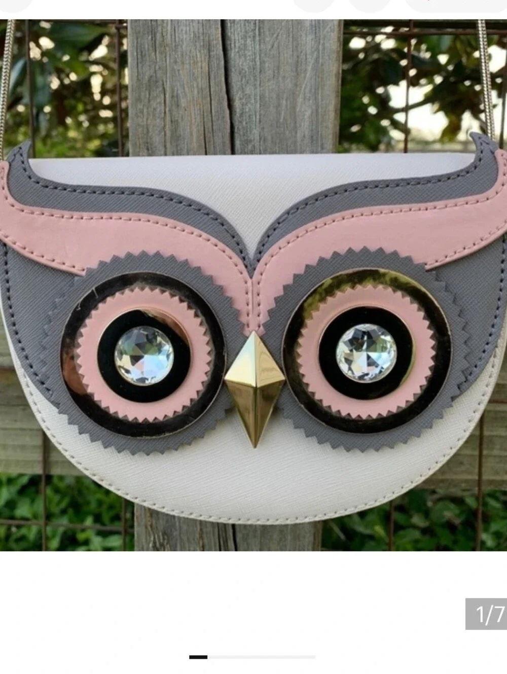 Kate Spade Chic Owl Crossbody Bag - Pink, Gray & White EUC